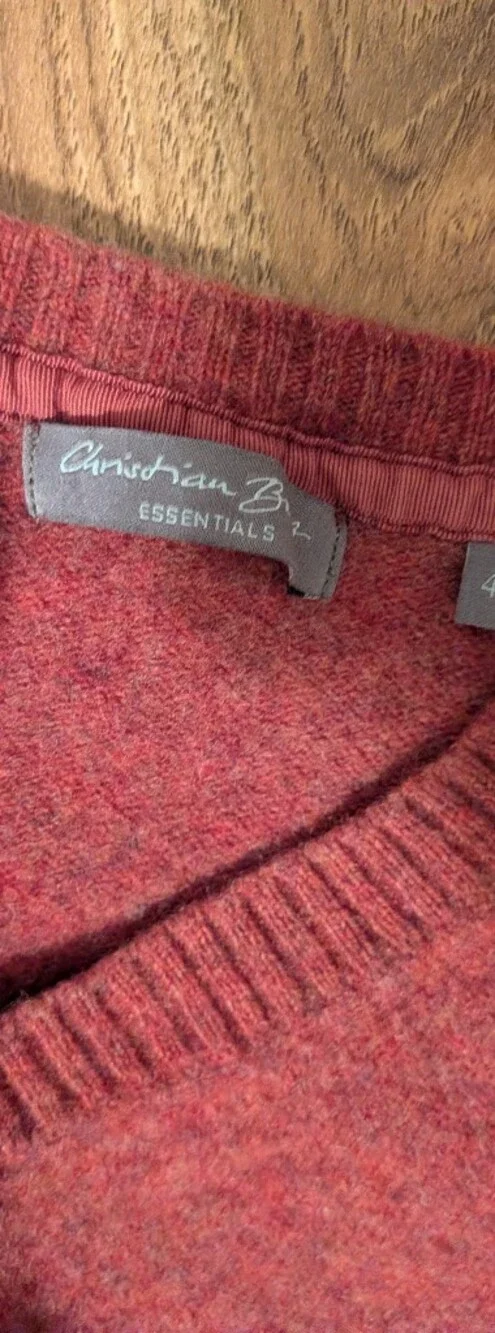 Lot Of Four ProjectVintage Wool Button Cardigan with Red Fair Isle Accents - Picture 4 of 5